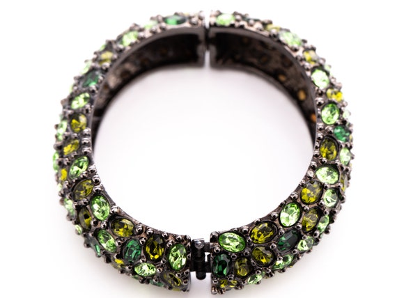 Vintage Kenneth Jay Lane Emerald Rhinestone Hinge… - image 6