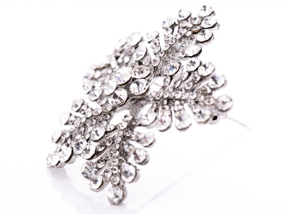 Estate Crystal Rhinestone Snowflake Brooch - image 4