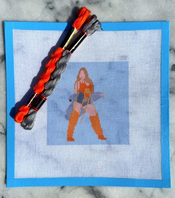 Tate Pop Star in Orange-Inspired printed needlepoint canvas