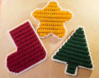 Plastic Canvas Christmas Magnets - Set of 3