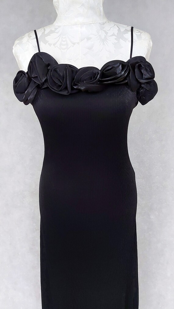 Vintage 90s Black Slip Maxi Dress, Small Size