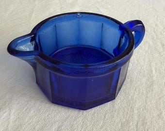 Vintage Hazel Atlas Kobaltblauer Glasfuß für Entsafter-Set
