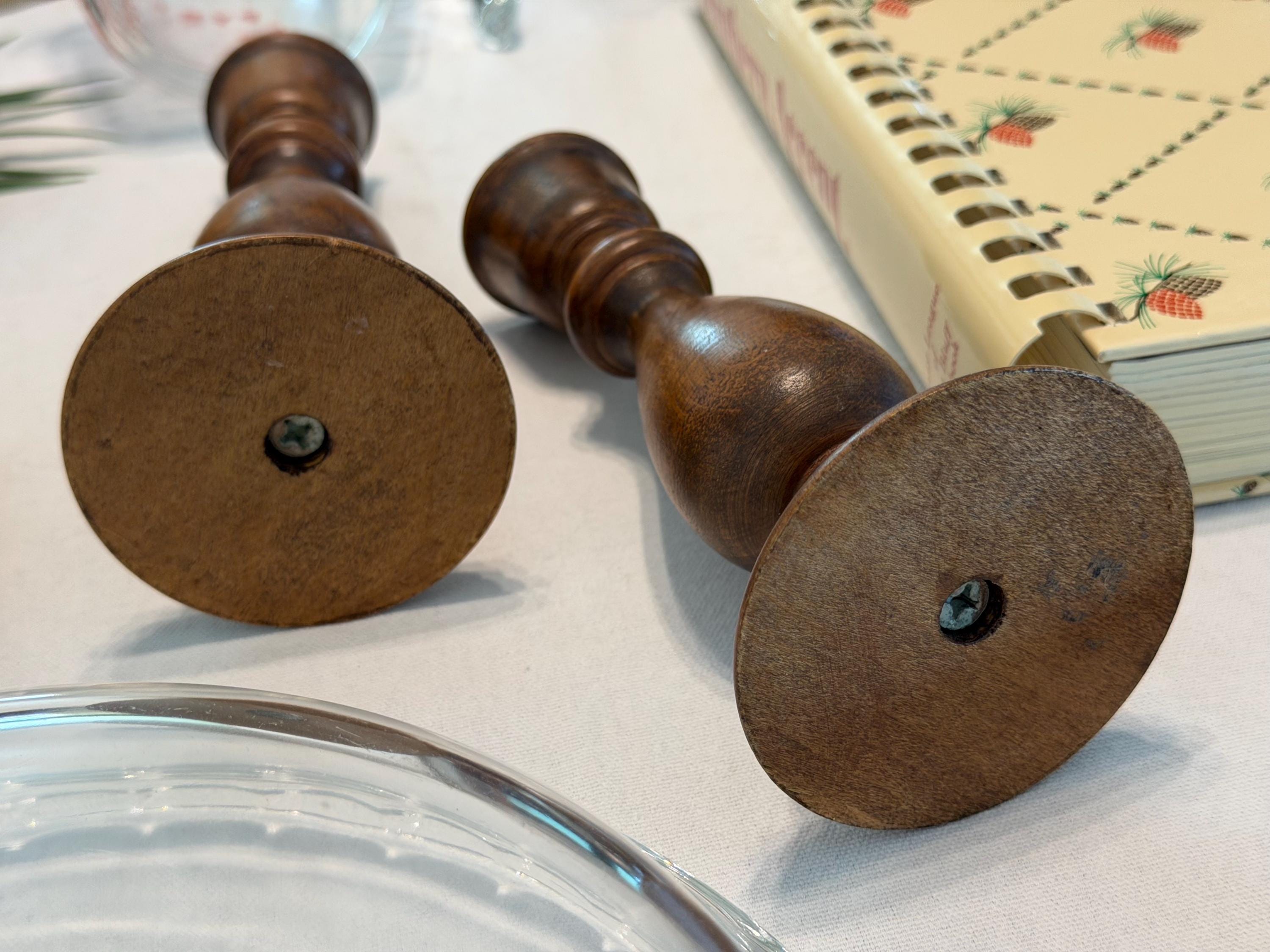 Vintage Turned Wood Candlestick Holder; Set of 2. - Etsy