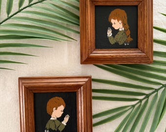 Handbemalter Holzrahmen Prayer Boy & Girl