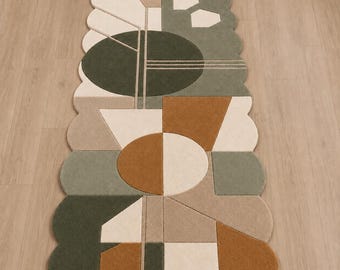 Handgetufteter Wollteppich, Abstrakter Geometrischer Flur Teppich, Unregelmäßige Form Benutzerdefinierte Größe