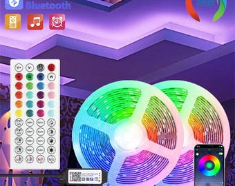 RGB LED Strip Lights Bluetooth App Control, Color Changing Room Lights, LED Lights for Bedroom, Gaming Setup Decor, TikTok Room Aesthetic