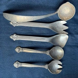 5pc Vintage Wilton Armetale Colonial Williamsburg Serving Flatware Set George Washington Ladle Same Day Hand Delivery Houston Texas 77063