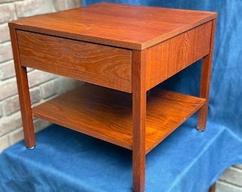 1960s Florence Knoll Walnut Nightstand Model 327 IS Mid Century Modern Cube End Table Authentic Knoll Associates Label