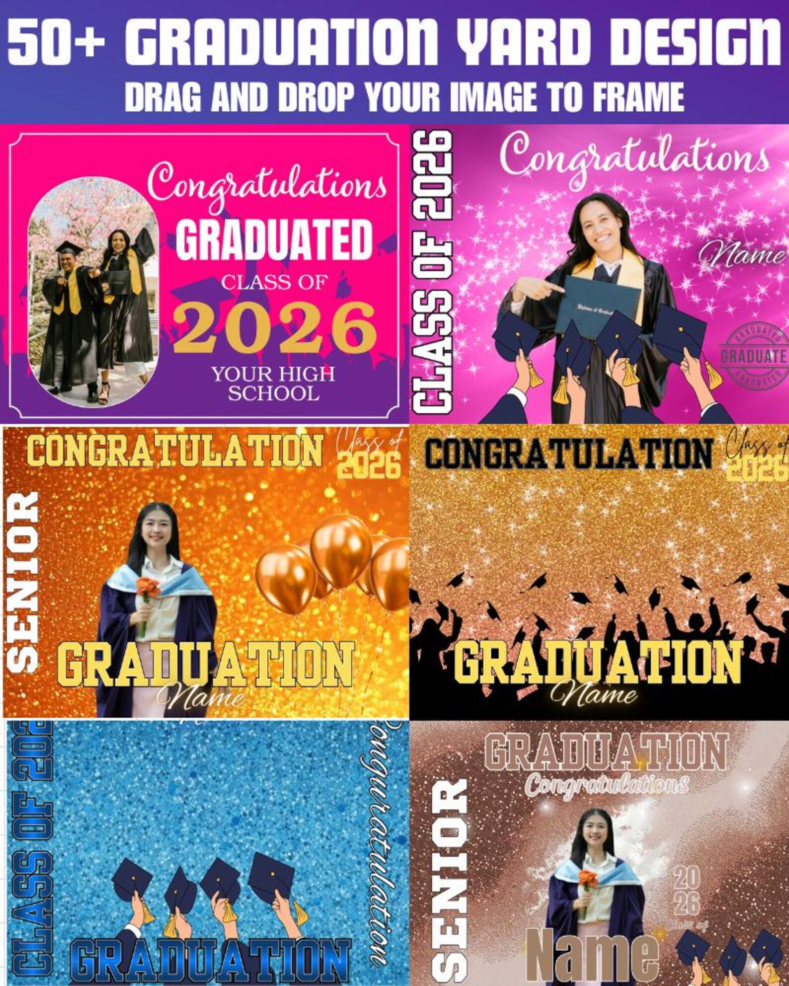 50+ Graduation Backdrop Template, Graduation Yard Sign, Class of 2026 ...