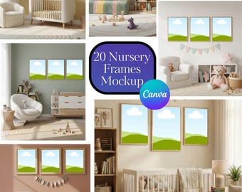 Nursery Frame Mockup Canva, Nursery Wall Art Mockup, Baby Room Mockup, Kids Room Frame Mockup, Boho Nursery Frame Mockup,Kids Wall Art Canva