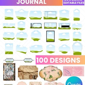 100 Junk Journal Canva Template, Vintage Ephemera Paper, Printable Junk Journal Kit, Scrapbook Paper, Collage Sheets, Editable Journal Page
