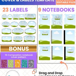 composition notebook cover template, editable notebook cover canva, school notebook cover printable, binder cover template canva, back to school printables, student notebook template, classroom organization printables, homeschool notebook cover, kids school labels printable, planner cover template canva, teacher classroom templates, aesthetic notebook cover, printable school supplies, custom notebook cover design, canva school templates bundle