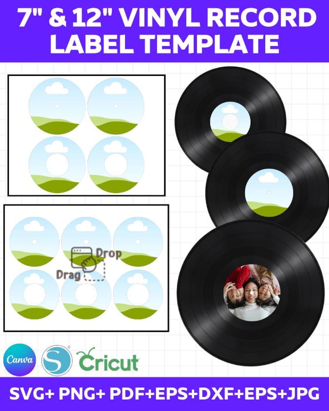 Record Label Sticker Vinyl Record Label Template Canva, Record Label Sticker, Custom Vinyl ...