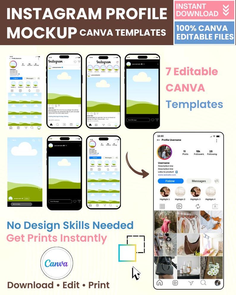 instagram mockup canva, social media mockup template, instagram feed mockup, story mockup canva, reel mockup template, instagram preview template, content creator mockup, branding mockup canva, social media preview template, digital marketing mockup, instagram layout template, influencer mockup template, canva social media kit,Instagram Profile Mock-up Template Editable Canva Reels & Posts Mockup Social Media Feed Planner Drag And Drop Instant Download Instagram Profile Mock-up Template, Social