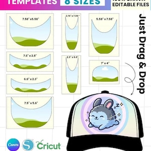 Trucker Hat Brim Template Canva Editable, Hat Patch Placement Guide, Baseball Cap Brim Template, Custom Hat Brim Design Tool, Hat Brim canva
