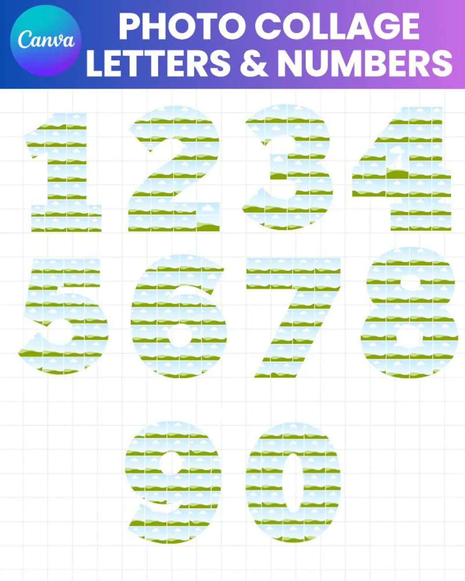 Photo Collage Letters & Numbers Canva Template: Memorial Photo Collage ...