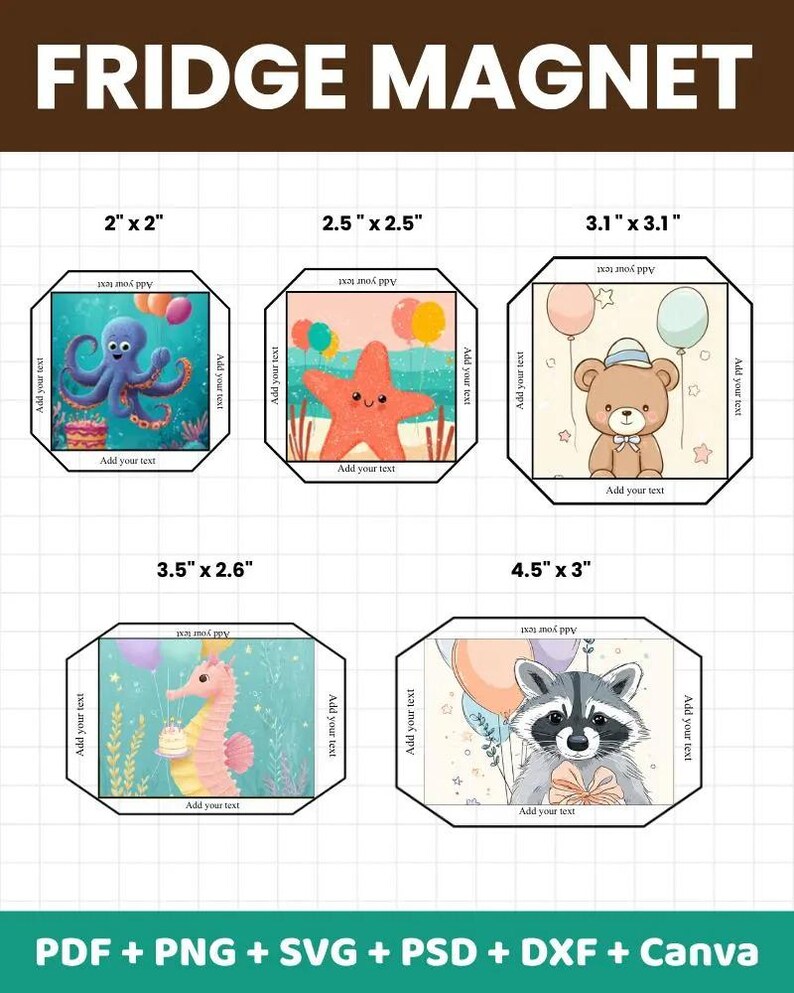 Editable Fridge Magnet Template, Photo Magnet Template, Canva Magnet ...