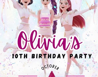 Kpop Birthday Invitation Canva, Anime invite, Editable Birthday Invite, Printable Party Invite, Digital Birthday Card, Kpop Party Invite
