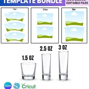Modelo de copo de dose em Canva, copo de dose com cobertura total de 44ml, 74ml e 89ml, arquivo SVG para sublimação, lembrancinhas de copo de dose, copo de dose personalizado, rótulos para copos de dose