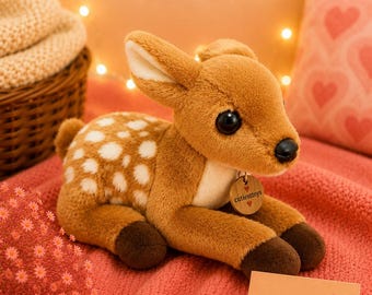 Cute Fawn Plush Toy | Soft Deer Stuffed Animal | Woodland Nursery Decor Plushie Gift for Babies & Kids