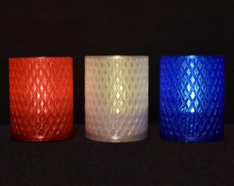 Juego de velas sin llama patrióticas / Decoración para el 4 de julio en rojo, blanco y azul