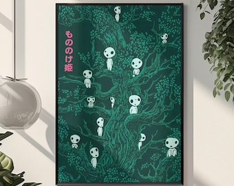 Princess Mononoke Anime Poster | Studio Ghibli Fantasy Forest Wall Art | Bold Miyazaki Aesthetic Print | Iconic Anime Fan Gift Room Decor
