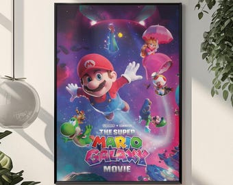 Iconic Super Mario Galaxy Movie Poster | Cosmic Nintendo Animated Film Wall Art | Bold Pixar Aesthetic Print | Mario Fan Gift Room Decor