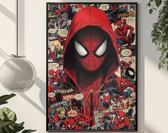 Spider-Man Comic Poster | Retro Marvel Vintage Wall Art | Bold Classic Aesthetic Print | Iconic Web-Slinger Comic Book Fan Gift Decor