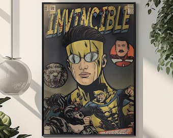 Invincible Comic Poster | Retro Image Comics Superhero Wall Art | Bold Action Aesthetic Print | Iconic Mark Grayson Fan Gift Room Decor