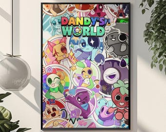 Dandy's World Roblox Poster | Retro Mascot Horror Gaming Wall Art | Bold Cartoon Aesthetic Print | Iconic Toon Fan Gift & Room Decor