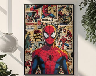 Iconic Spider-Man Comic Poster | Retro Marvel Vintage Wall Art | Bold Classic Aesthetic Print | Iconic Web-Slinger Comic Book Fan Gift Decor