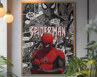 Iconic Spider-Man Comic Poster | Retro Marvel Vintage Wall Art | Bold Classic Aesthetic Print | Iconic Web-Slinger Comic Book Fan Gift Decor