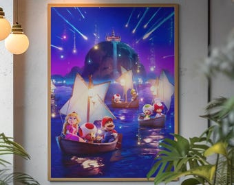 Super Mario Galaxy Poster | Retro Nintendo Space Adventure Wall Art | Bold Cosmic Aesthetic Print | Iconic Rosalina Fan Gift Room Decor