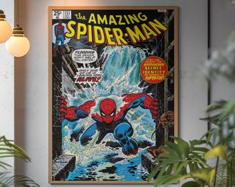 The Amazing Spider-Man Comic Poster | Retro Marvel Classic Wall Art | Bold Vintage Aesthetic Print | Iconic Web-Slinger Fan Gift Room Decor