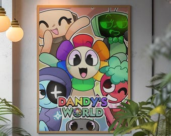 Dandy's World Roblox Poster | Retro Mascot Horror Toon Wall Art | Bold Creepy-Cute Aesthetic Print | Iconic Gardenview Fan Gift Room Decor