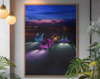 Cars 1 Aesthetic Poster | Pixar Radiator Springs Wall Art | Bold Lightning McQueen Racing Print | Iconic Route 66 Fan Gift Room Decor