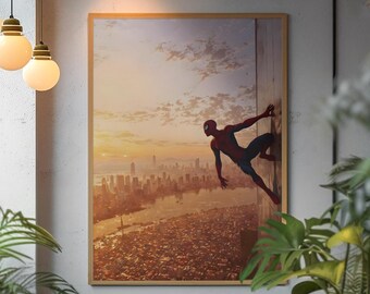 Póster retro de Spider-Man / Arte mural vintage del trepamuros de Marvel / Impresión con estética neoyorquina llamativa / Regalo icónico para fans de Peter Parker y decoración para la habitación