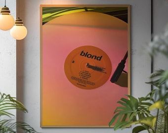 Väggkonsttryck med Frank Ocean | R&B-ikonposter | Estetisk dekor med blondt album | Musikkonst med Channel Orange | Rosa-vitt uttalande från Nike