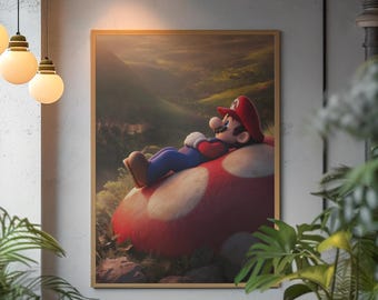 Super Mario Poster | Retro Nintendo Mushroom Kingdom Wall Art | Bold Pixel Aesthetic Print | Iconic Mario Luigi Bowser Fan Gift Room Decor