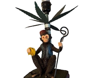 Vintage Unique 1999 Bellhop Monkey Accent Lamp Holding Bananas & Staff - WORKS!