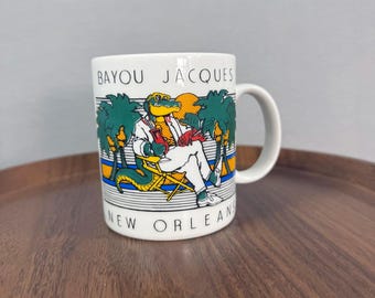 Vintage New Orleans Louisiana USA Bayou Jacques Alligator Coffee Mug
