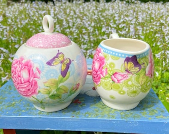 Juego de colección de azucarero y jarra para crema decorativos con diseño de mariposa de Grace's Teaware