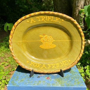MCM Studio Pottery Hand-Painted Ceramic Trifle/Dessert Plate "A Trifle For A Friend"