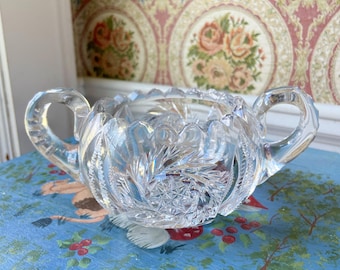 Vintage American Brilliant Period Cut Glass Sugar Bowl 1920s