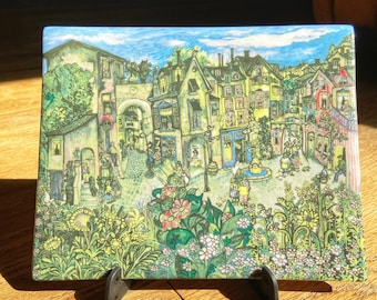 Vintage Rörstrand Porcelain Ceramic Wall Plaque Bengt Elde Artwork