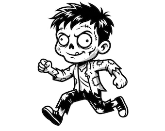 Mignon zombie en cours d'exécution SVG PNG | Conception drôle de monstre d'horreur | Fichier de coupe Cricut