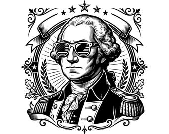 George Washington SVG PNG | Lunettes de soleil USA Portrait patriotique | Fichier de coupe Cricut