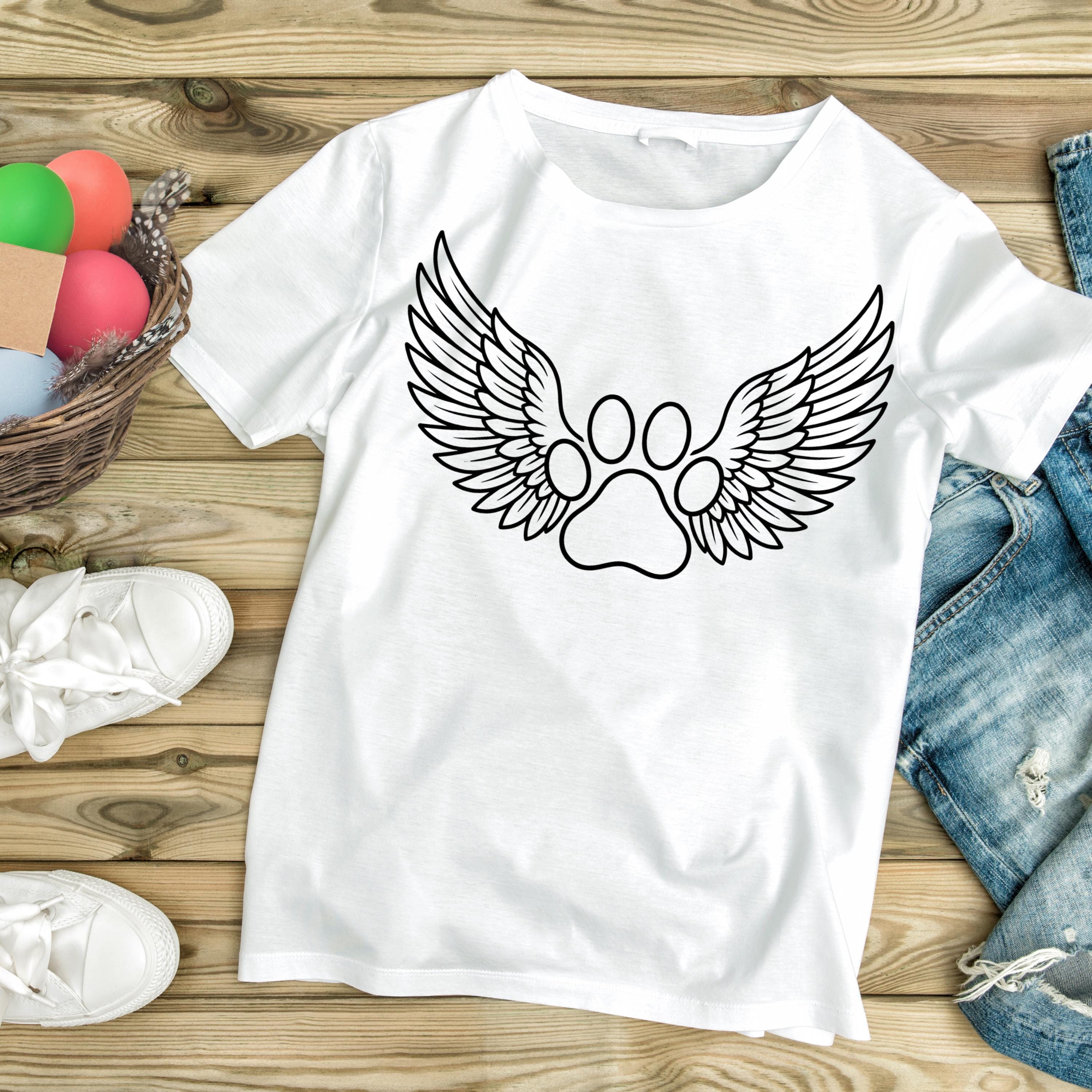 Angel Wings Paw Print SVG PNG, Pet Memorial Design, Dog Cat Paw Vector ...