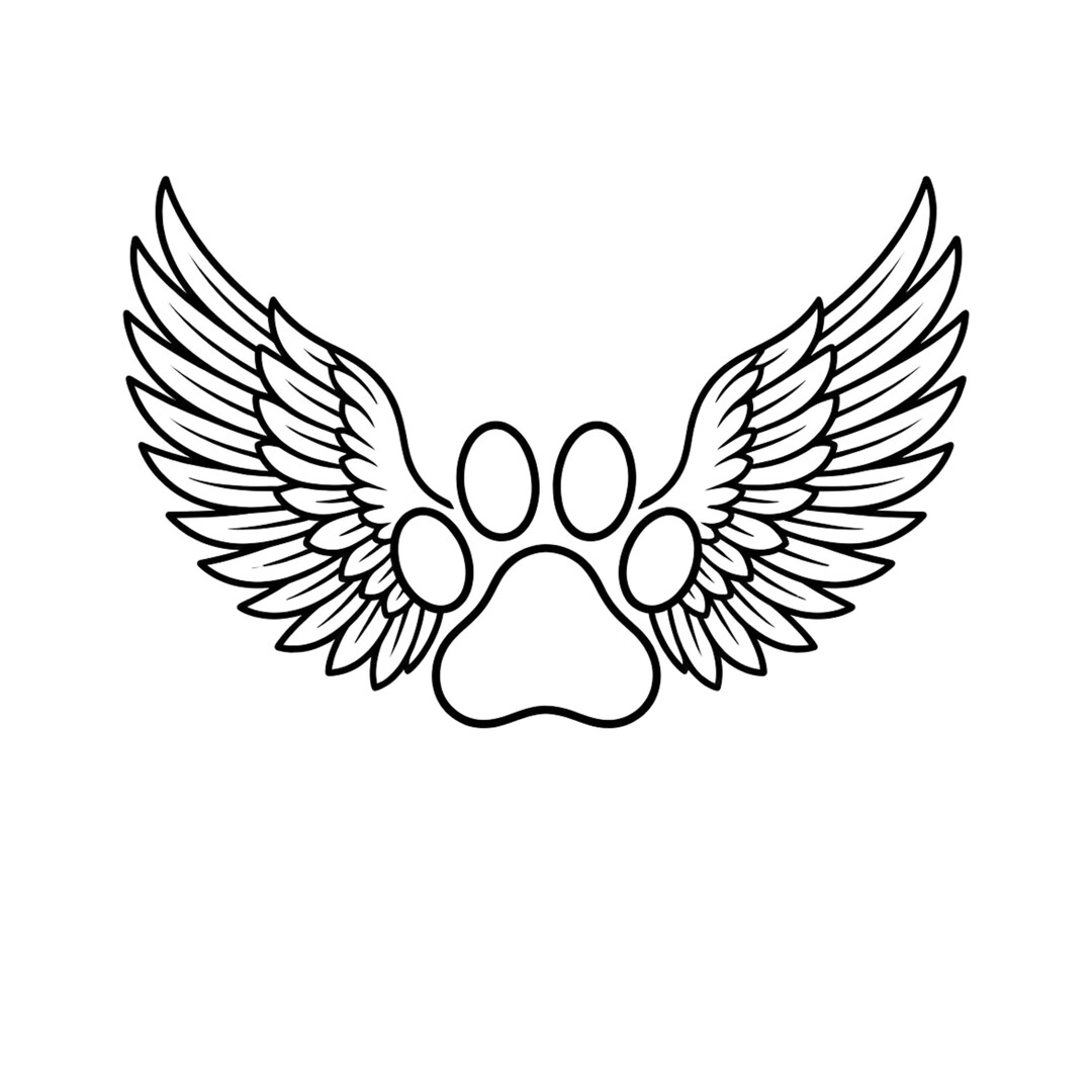 Angel Wings Paw Print SVG PNG, Pet Memorial Design, Dog Cat Paw Vector ...