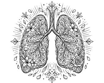 Je respire juste SVG PNG | Conception botanique pleine conscience des poumons | Fichier de coupe Cricut